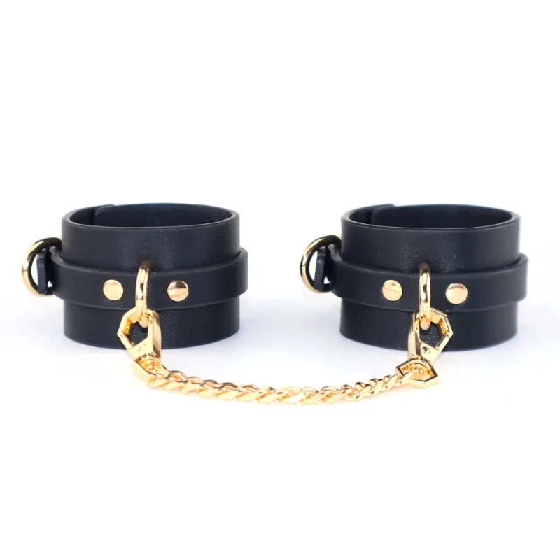 SM Handcuffs Ankle Cuffs Bondage Set for Women Couples Spanking Leather Restraints BDSM Toys Fetish Gear Spreader Bar