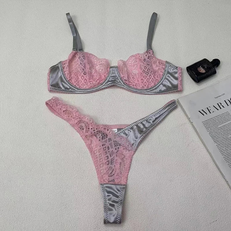 Bra and Briefs Sets Lace Flower Embroidery