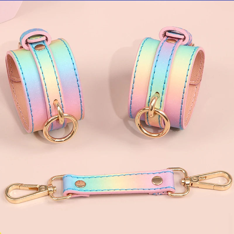 New Rainbow Handcuffs Bdsm Sex Toys For Men Women Couples Fetish Slave Bondage Flirting Adults Games Erotic Restraints Products