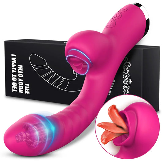 LuxeSensations Tongue Licking Vibrator - 2-in-1 Clitoral Stimulator with 20 Vibrating Speeds for Ultimate Pleasure
