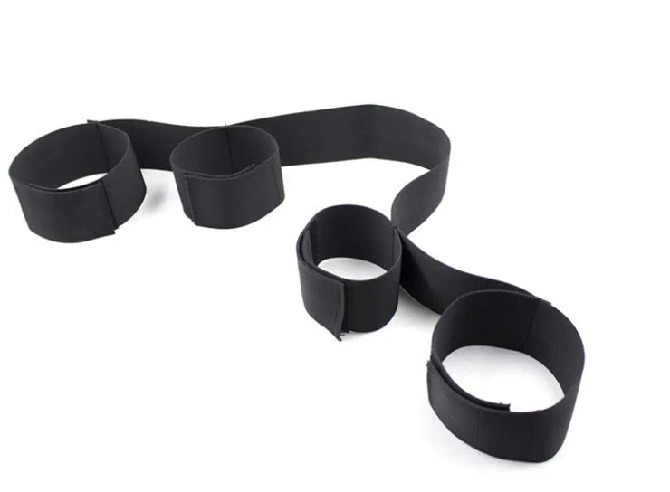 Handcuffs Bondage Set Bed BDSM Bondage Restraint Strap System Adults Wrists & Ankle Cuffs Erotic Sex Toy for Woman Couples Slave