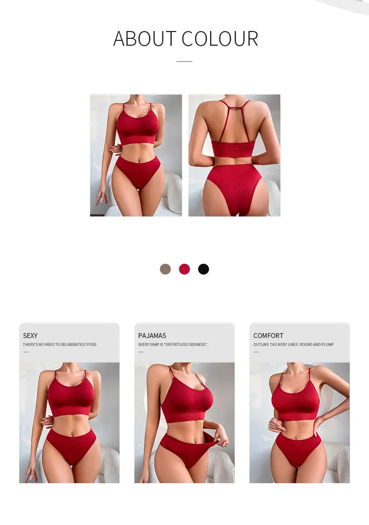 Women Panties And Bras Set 2pcs Seamless Low Rise Underwear Set Push Up Bras