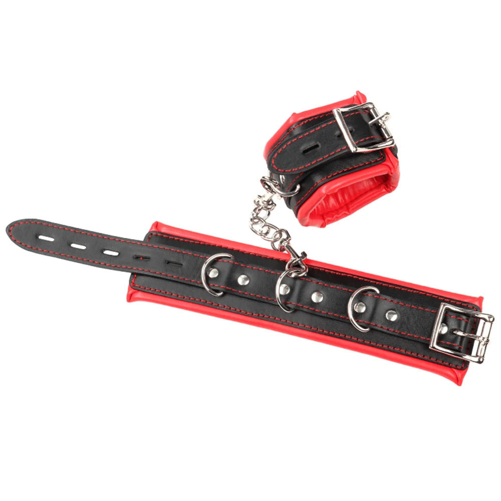 Soft Sponge Lining Hand Cuff Ankle Cuff BDSM Bondage Kinky Wirst Cuff Slave Restraints Fetish Shackles With Chain Adult Game Toy