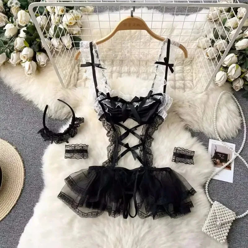 Faux Fur and Velvet Sexy Bunny Lingerie Outfit
