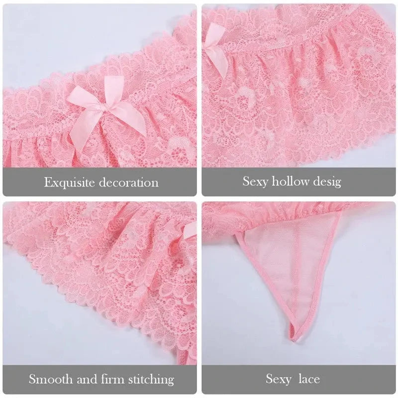 Lace Thongs Panties Lingerie Briefs Mini Skirt