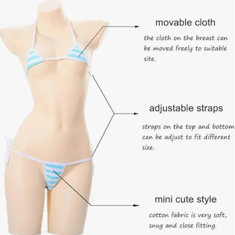 Pink and white striped Bikini Bra And Panty Set with matching Socks