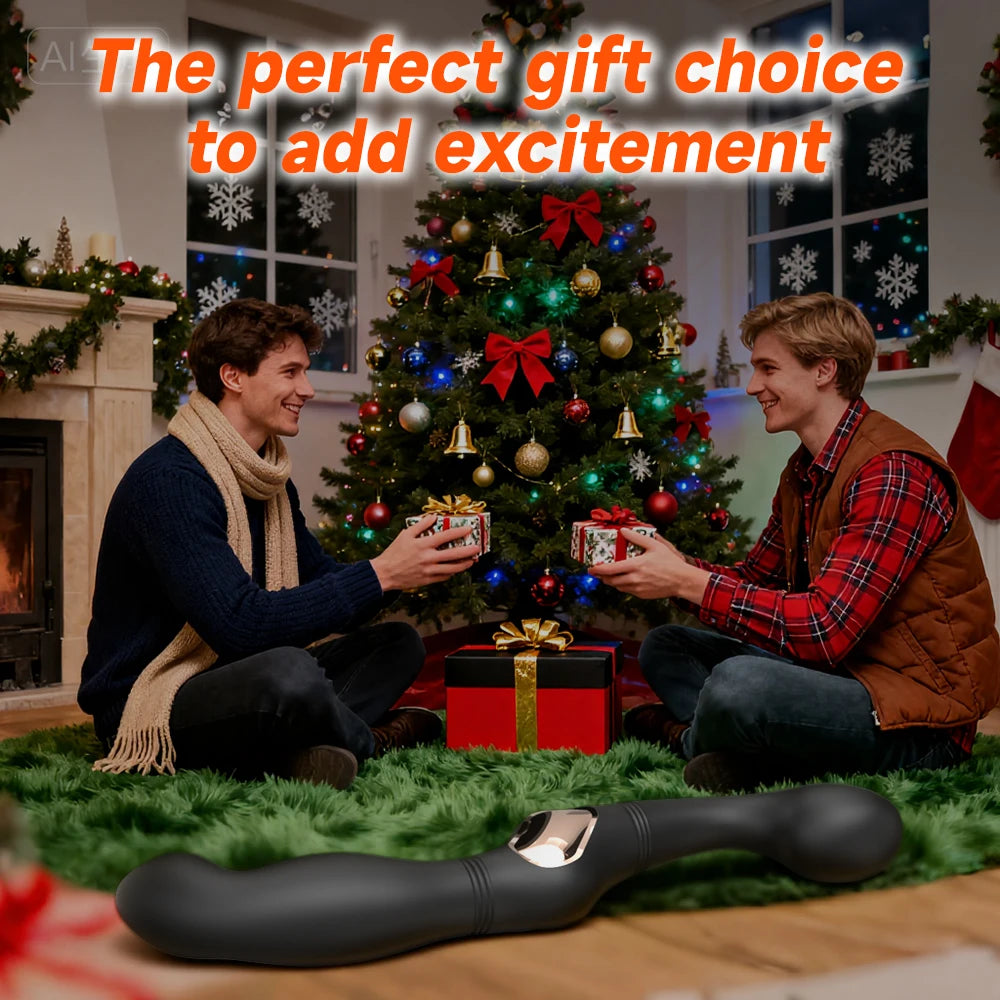 Male Anal Sex Toys Prostate Massager Vibrator for Men Gay Tapping Vibrating Curved Anal Dildo Butt Plug for Men Women Couples