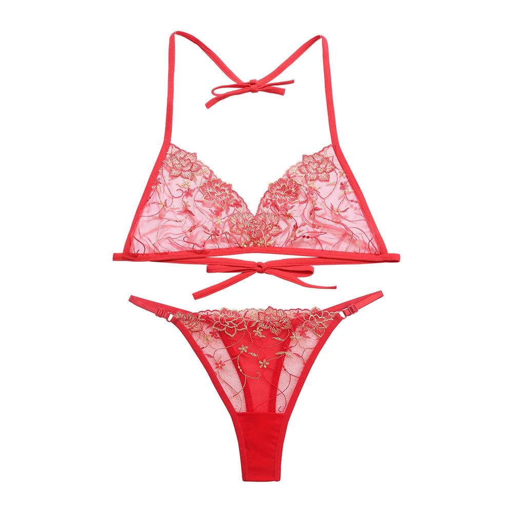 Panties Mesh Lace Bra Briefs Set