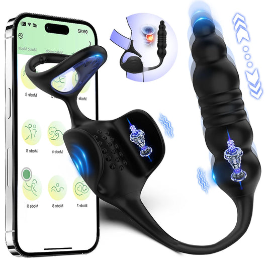 Male Thrusting Anal Vibrator Prostate Massager Cock Ring Sex Toys Vibrators for Couples Delay Ejaculation Penisrings Butt plug