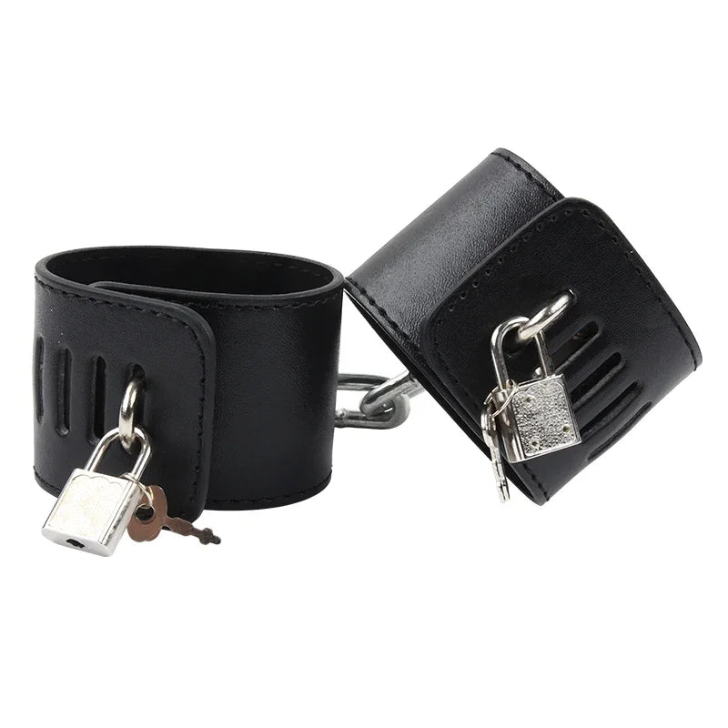 Hard Metal Chain Handcuffs Slave BDSM Wrist & Ankle Bondage Cuff Restraints Locking Shackles Erotic Products Sex Toys For Couple