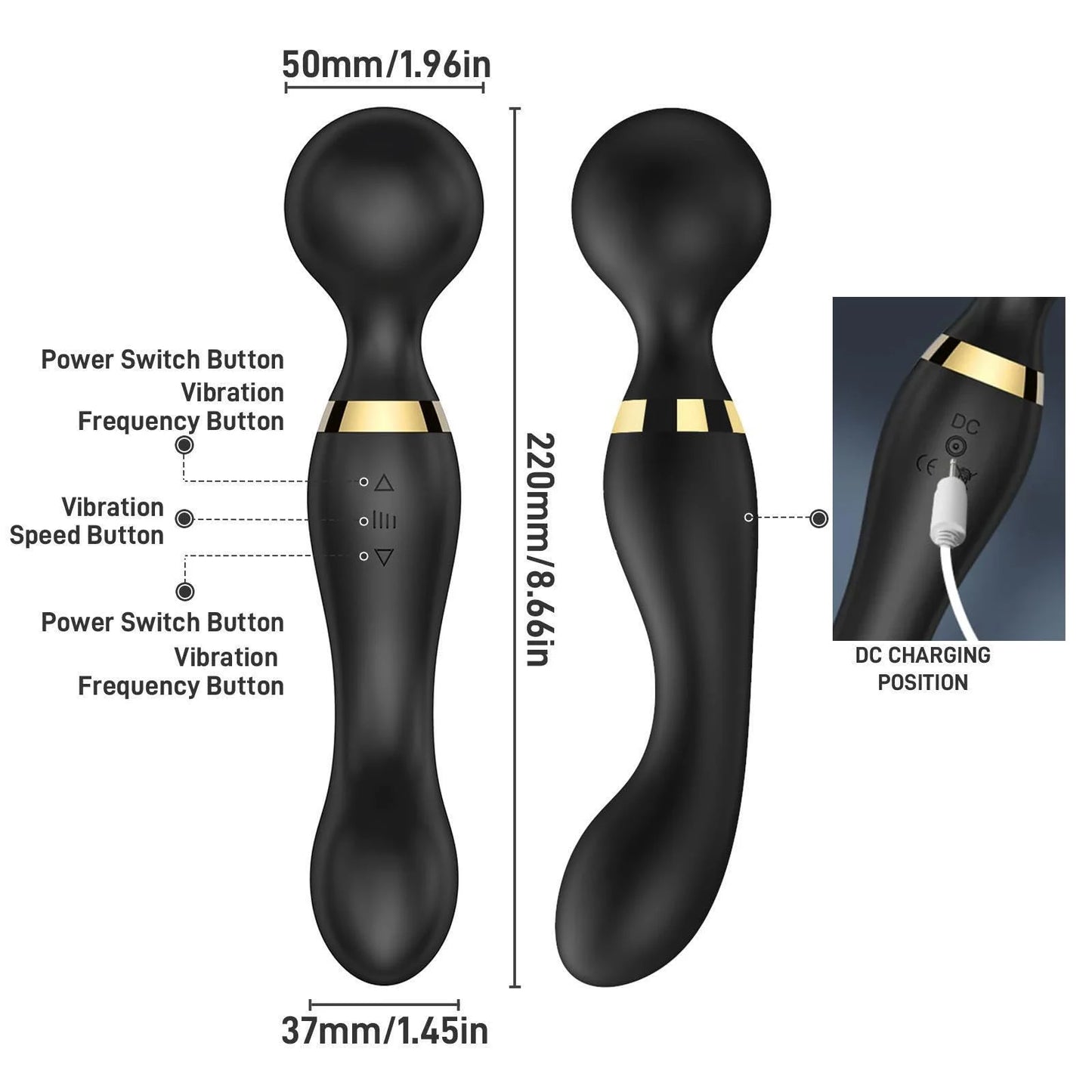 Vibrant Bliss Wand - Powerful G-Spot & Clitoral Vibrator with 8 Speeds & 20 Patterns for Ultimate Pleasure