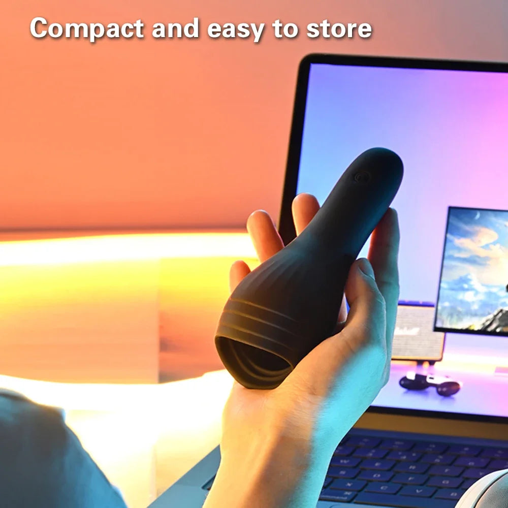 Male Tongue Licking Penis Masturbator Blowjob Orgasm Masturbation Trainer Glans Massager Vibrator Endurance Sex Toy for Men 18+