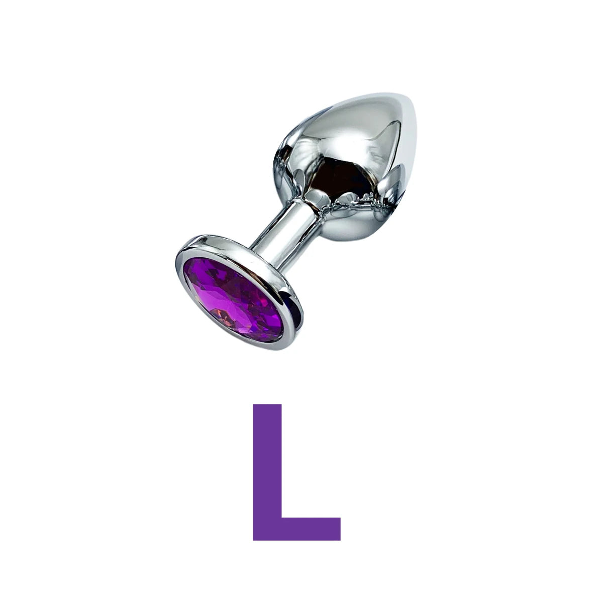 Metal Anal Plug Purple Jewel for Beginner To Expert Size