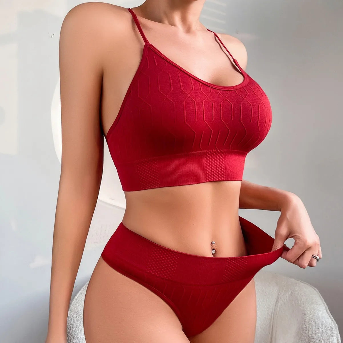 Women Panties And Bras Set 2pcs Seamless Low Rise Underwear Set Push Up Bras