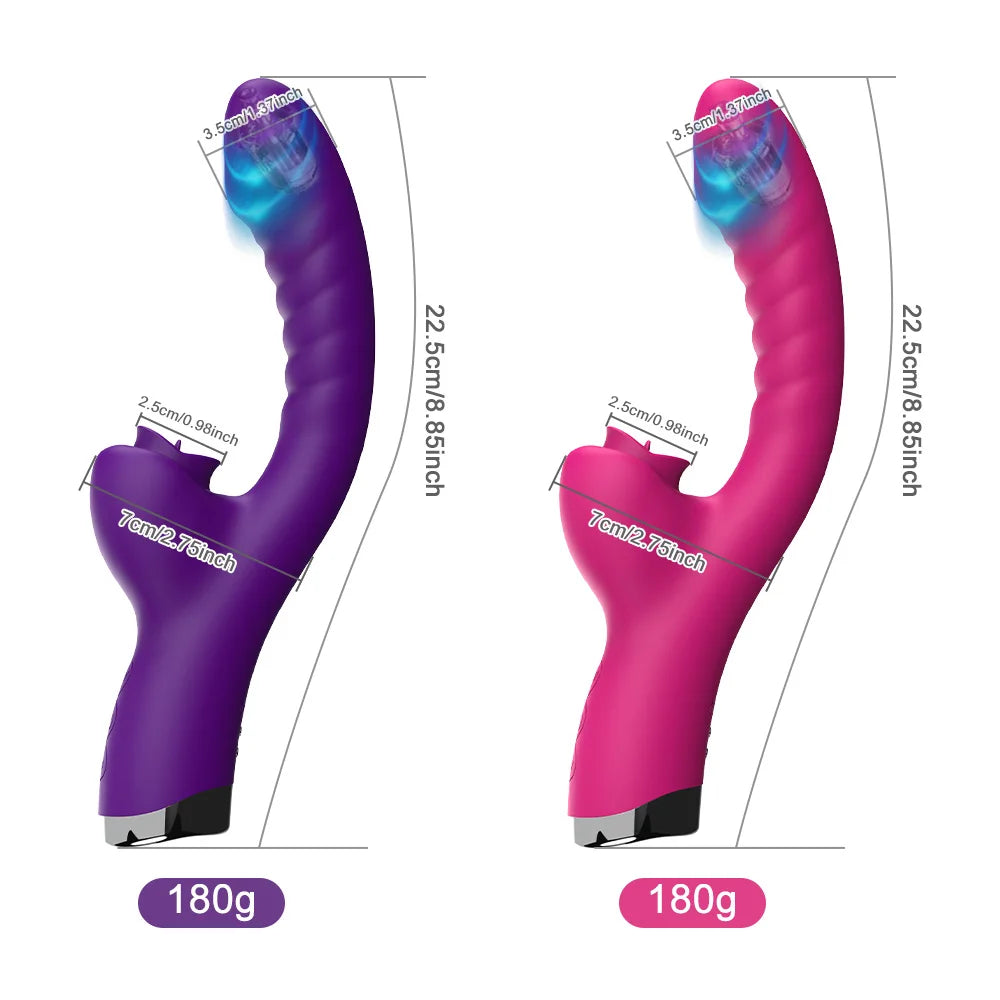 LuxeSensations Tongue Licking Vibrator - 2-in-1 Clitoral Stimulator with 20 Vibrating Speeds for Ultimate Pleasure