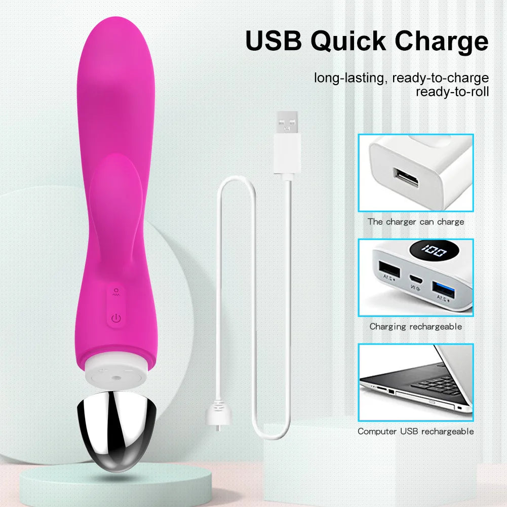 Vibrant Bliss Dual-Ended AV Vibrator - Body-Friendly Silicone, Multi-Speed & USB Rechargeable