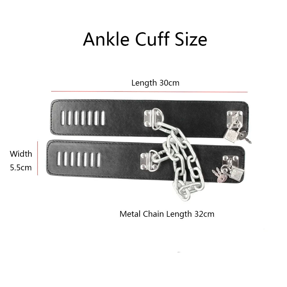 Hard Metal Chain Handcuffs Slave BDSM Wrist & Ankle Bondage Cuff Restraints Locking Shackles Erotic Products Sex Toys For Couple