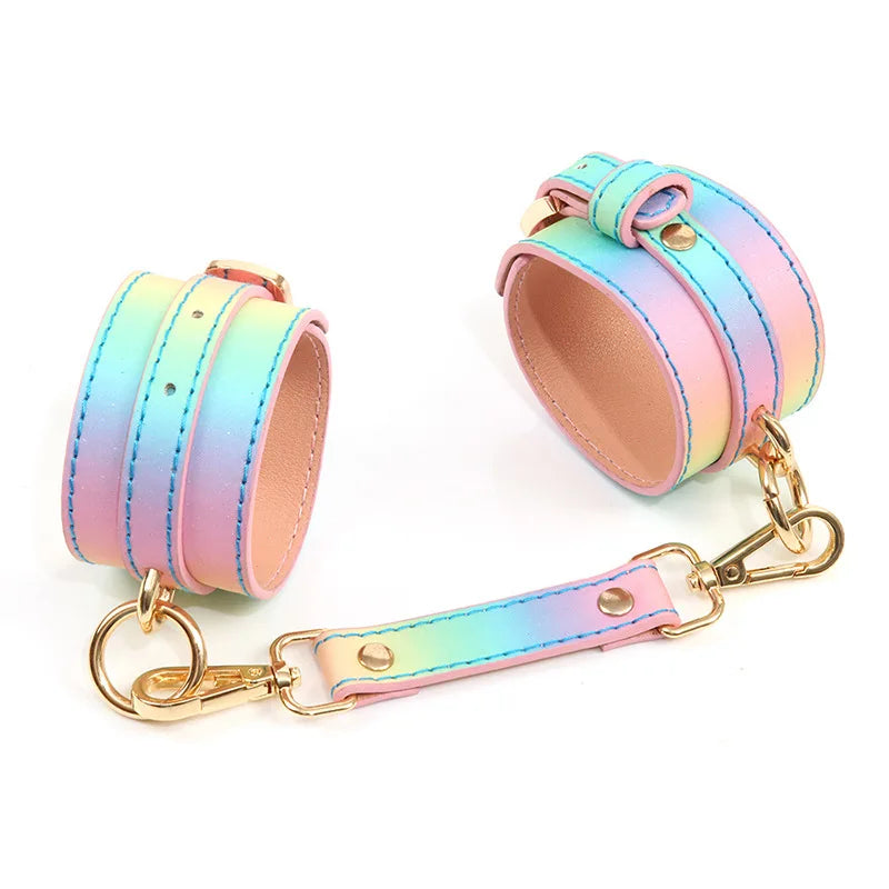 New Rainbow Handcuffs Bdsm Sex Toys For Men Women Couples Fetish Slave Bondage Flirting Adults Games Erotic Restraints Products