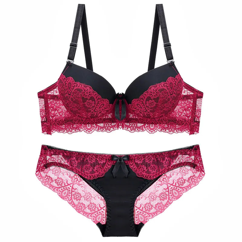 Top Classic Bandage Bra Set Lingerie Push Up Brassiere Lace Panties