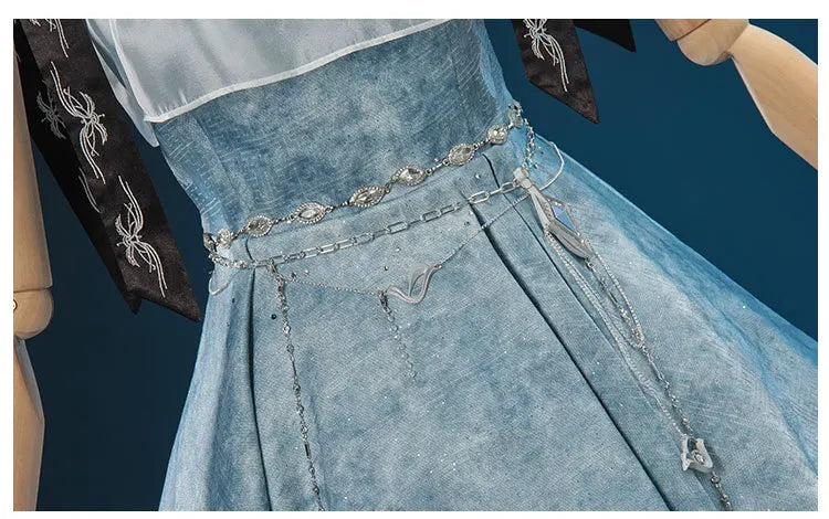 Game Love and Deepspace Mc Player Cosplay Costume Blue Camisole Dress