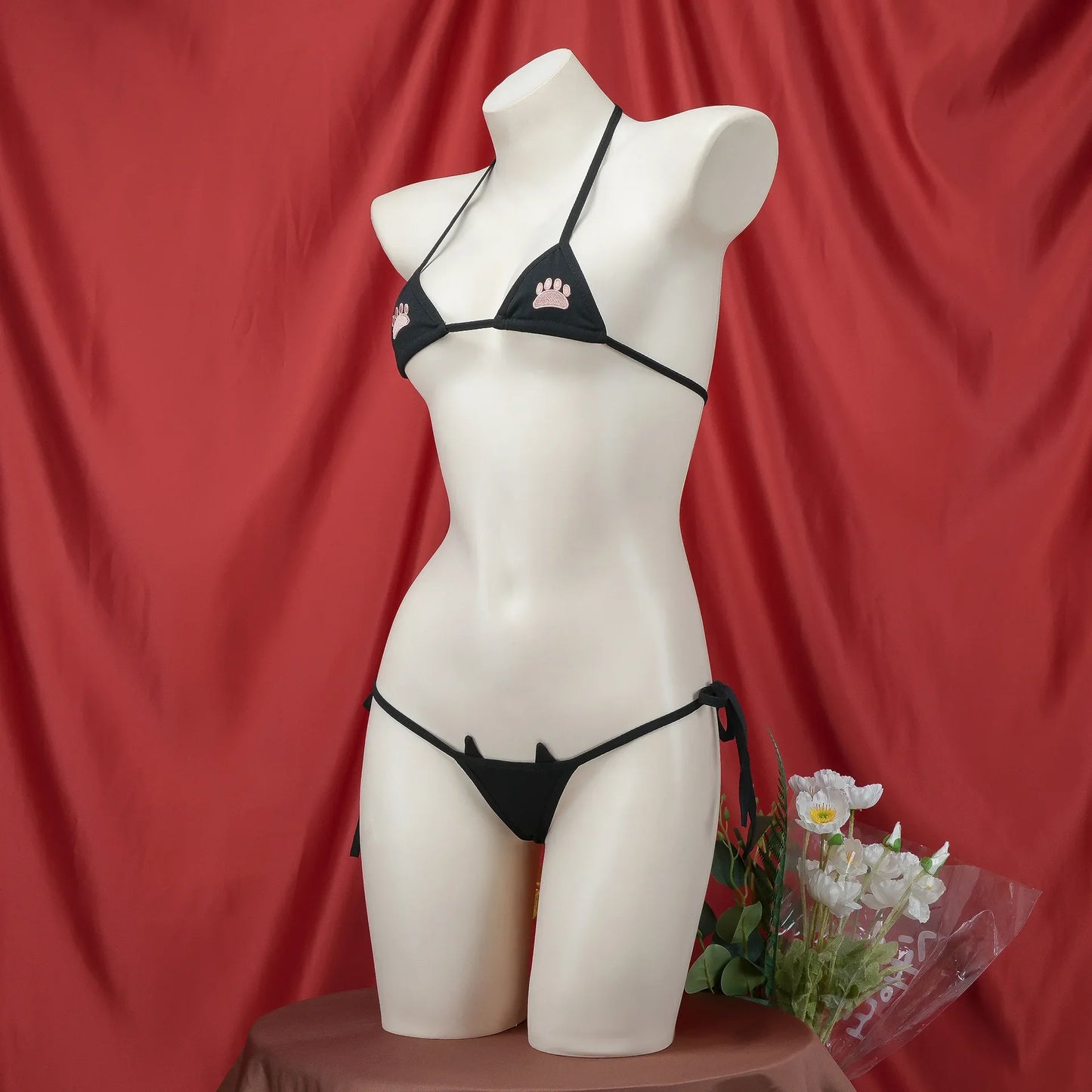 Sexy Lingerie Anime Cos Fun Sexy Underwear Black Lolita Sleepwear Three-point Women's Sexy Cosplay Cute Maid Uniform Bikini Cat