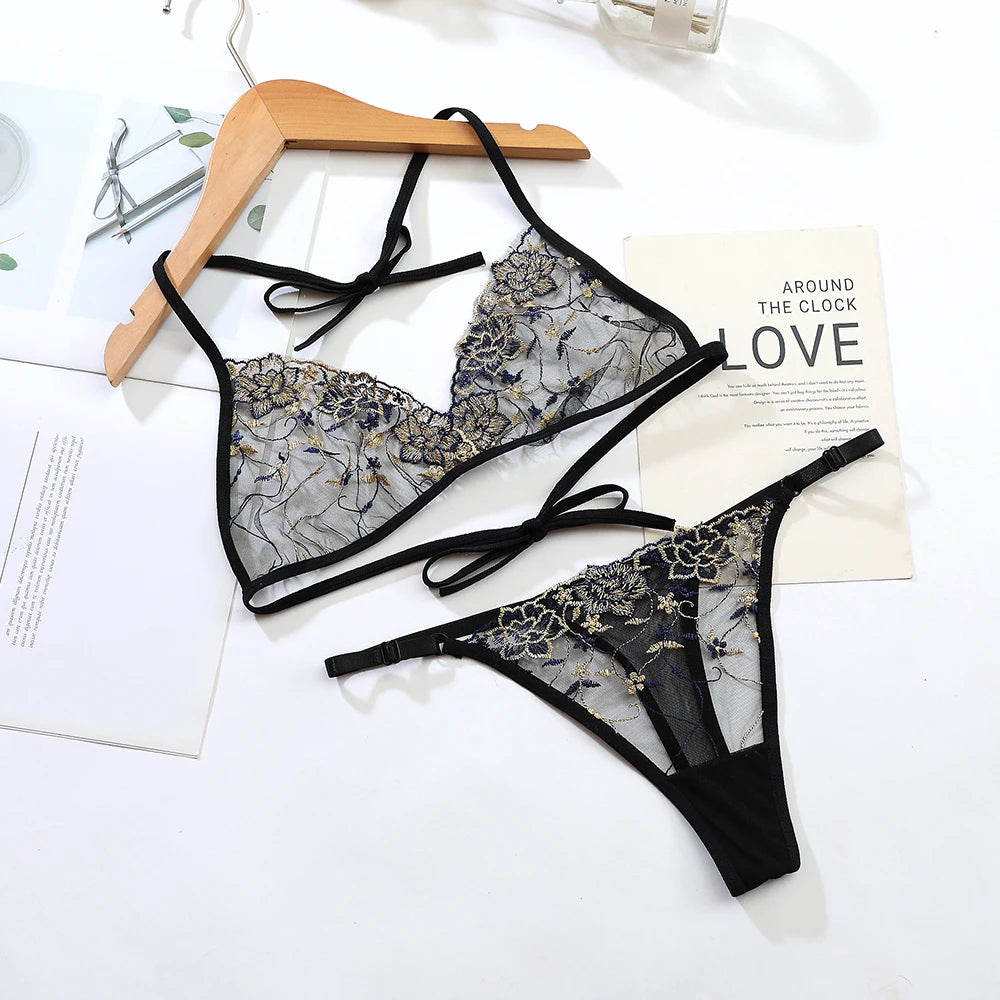 Panties Mesh Lace Bra Briefs Set