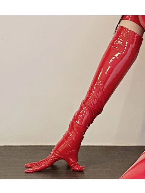 Cosplay Costume PU Faux Leather Bodysuit Latex PVC Shiny Tights With Garter G-string