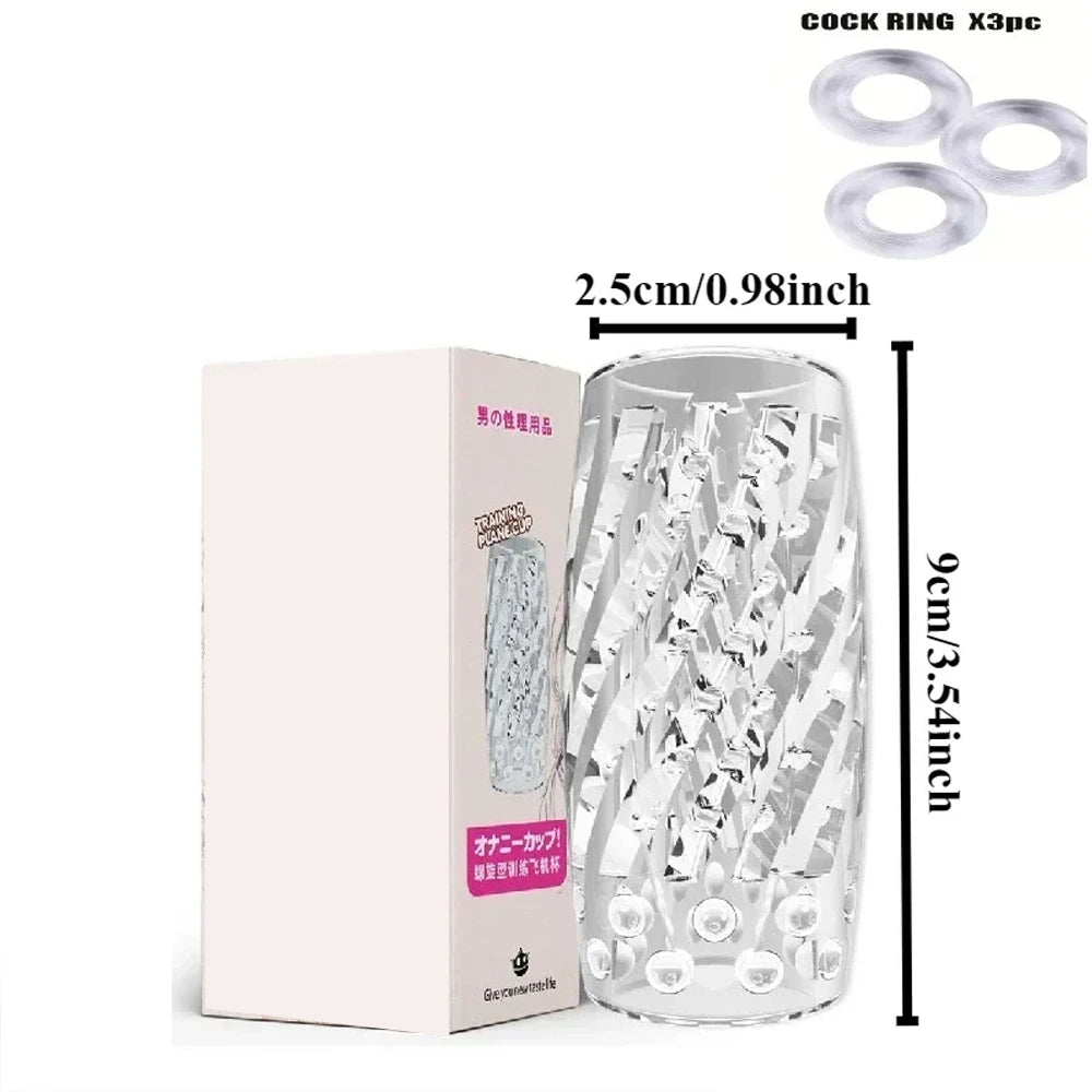 Male Masturbator Transparent Jelly Artificial Vaginal Real Pussy for Men Penis Exerciser Cock Enlarger Suck Sex Toys Erotic 18+