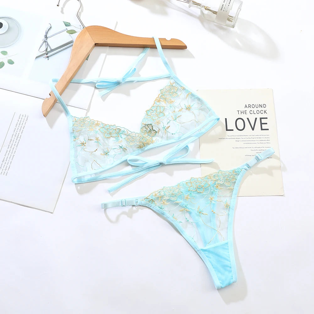 Panties Mesh Lace Bra Briefs Set