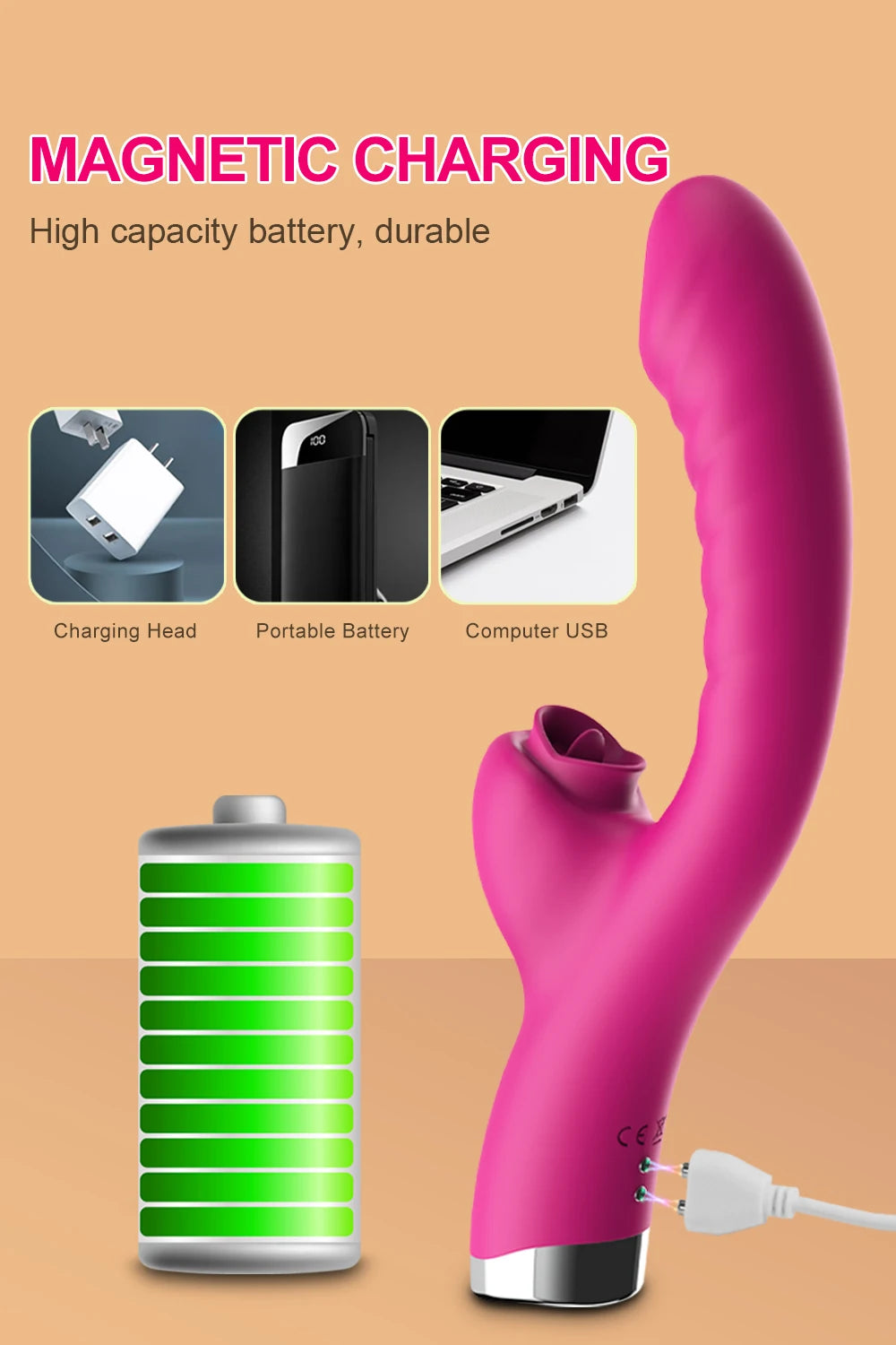 LuxeSensations Tongue Licking Vibrator - 2-in-1 Clitoral Stimulator with 20 Vibrating Speeds for Ultimate Pleasure