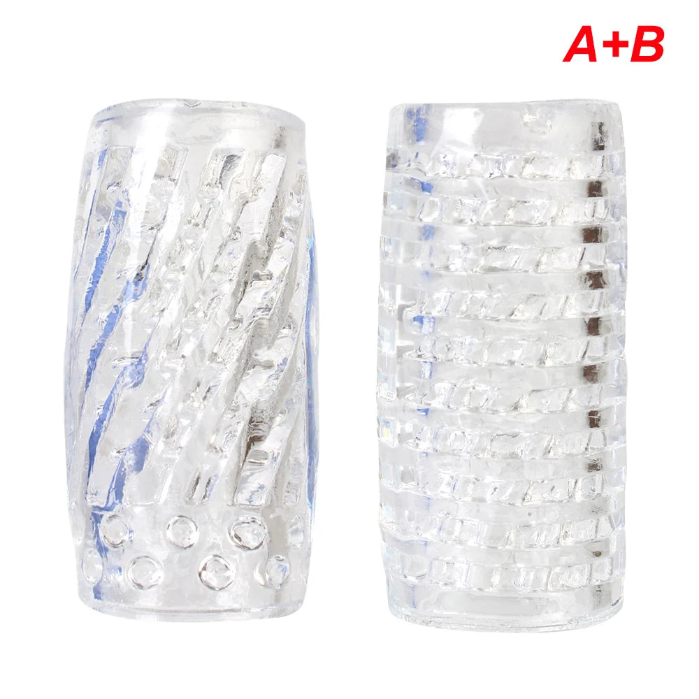 9cm Transparent Male Masturbator Artificial Pussy Vaginal for Men 18 Glans Sucking Penis Pump Spikes Exerciser Sex Toys Erotic