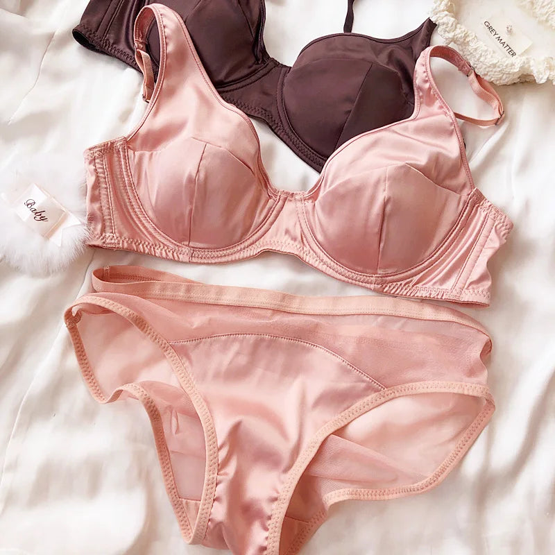 Silk Comfort Push Up Bra Set and Panties Set