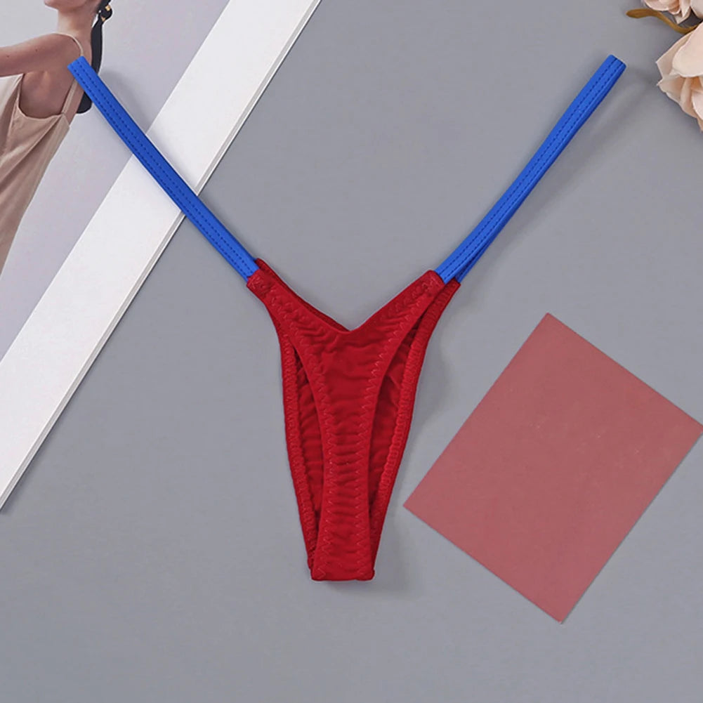 Thin Straps Low Waist Multicolor Spft Stitching Thong