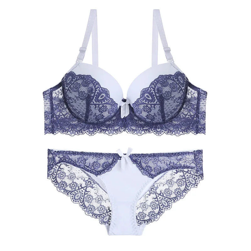 Top Classic Bandage Bra Set Lingerie Push Up Brassiere Lace Panties
