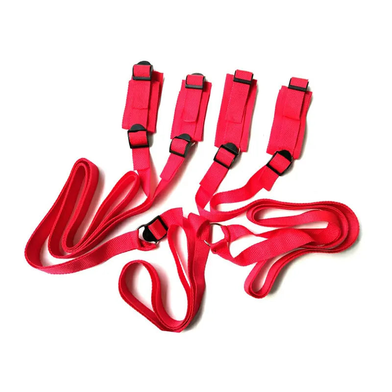 Handcuffs Bondage Set Bed BDSM Bondage Restraint Strap System Adults Wrists & Ankle Cuffs Erotic Sex Toy for Woman Couples Slave