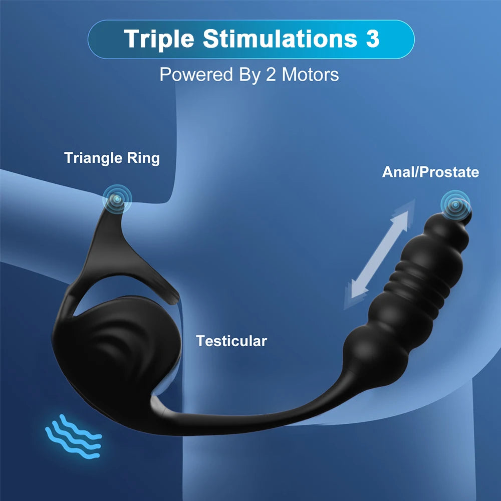 Male Thrusting Anal Vibrator Prostate Massager Cock Ring Sex Toys Vibrators for Couples Delay Ejaculation Penisrings Butt plug