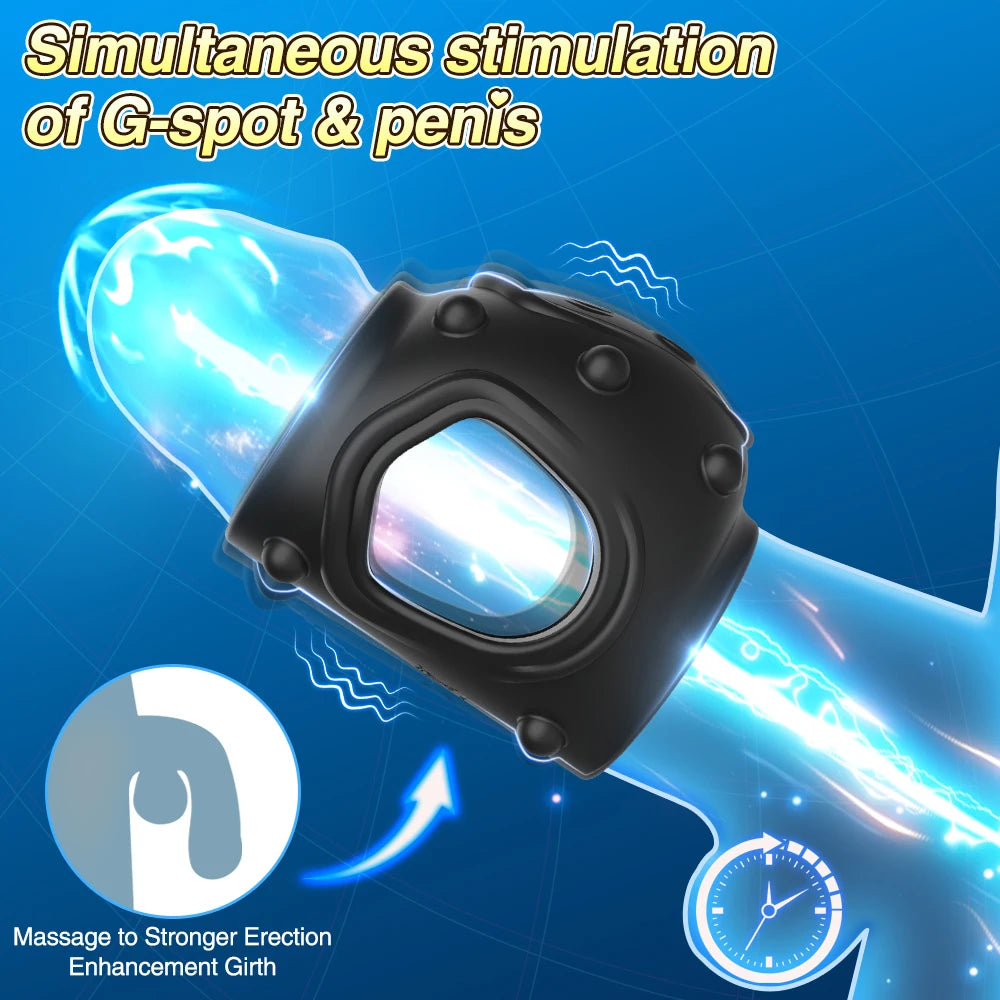 Adult Male Sex Toy Vibrating Penis Ring Delayed Ejaculation Cock Ring Vibrator Penis  Exercise Enlargement Sex Ring Couple Goods