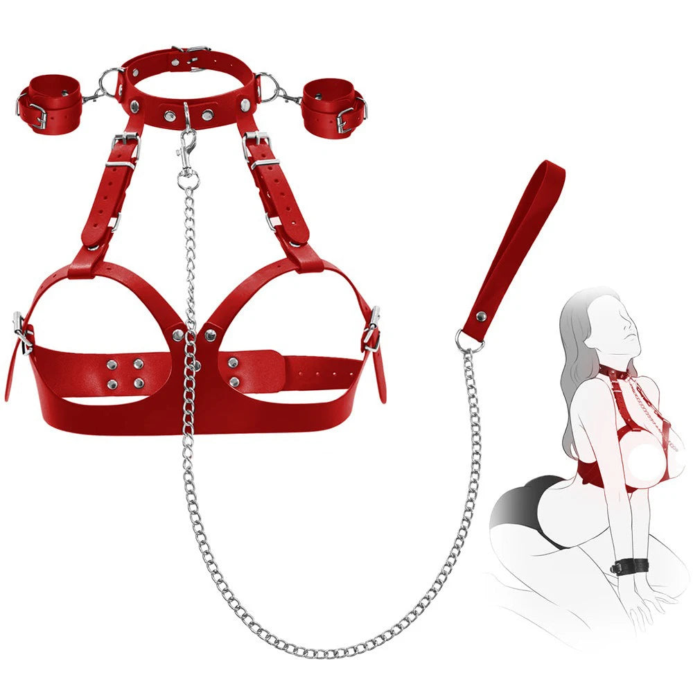 BDSM Pussy Handcuffs Sex Toys Games for Couples Slave Harness Cuffs Bondage Straps Erotic Obedience Turn Female Sex Kits