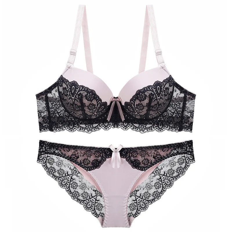 Top Classic Bandage Bra Set Lingerie Push Up Brassiere Lace Panties