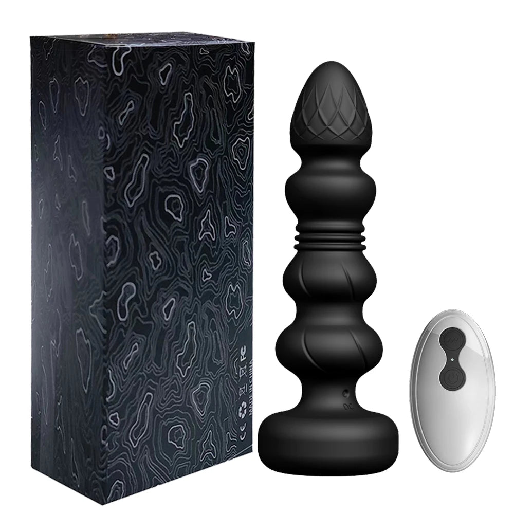 Thrusting Vibrator Anal Beads Butt Plug with Remote