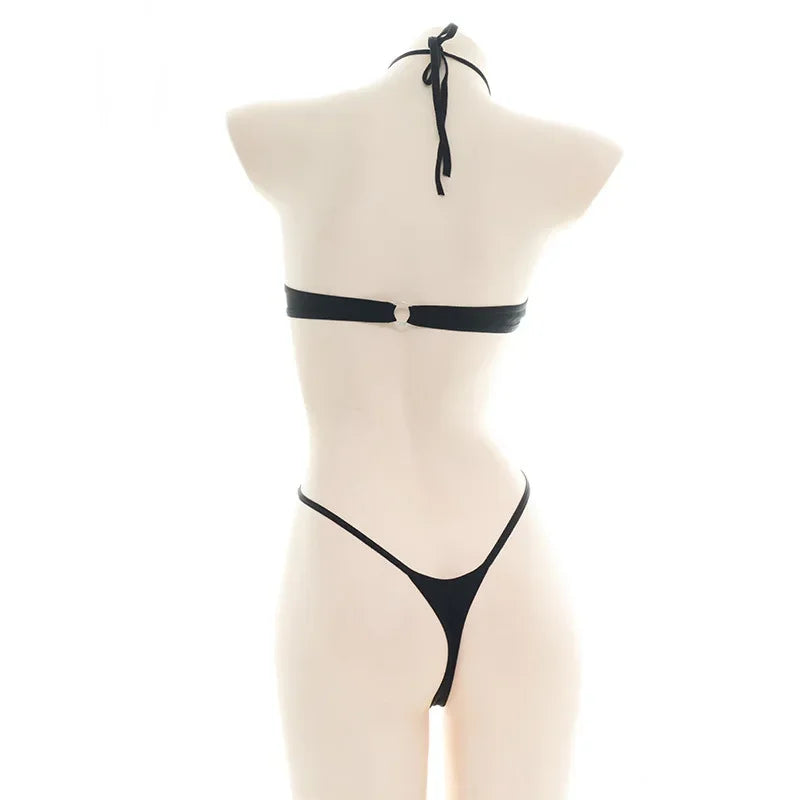 Sexy Lingerie Anime Cos Fun Sexy Underwear Black Lolita Sleepwear Three-point Women's Sexy Cosplay Cute Maid Uniform Bikini Cat