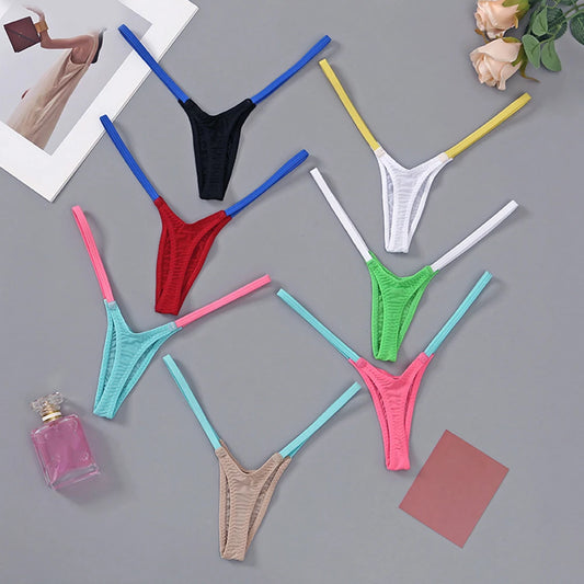 Thin Straps Low Waist Multicolor Spft Stitching Thong