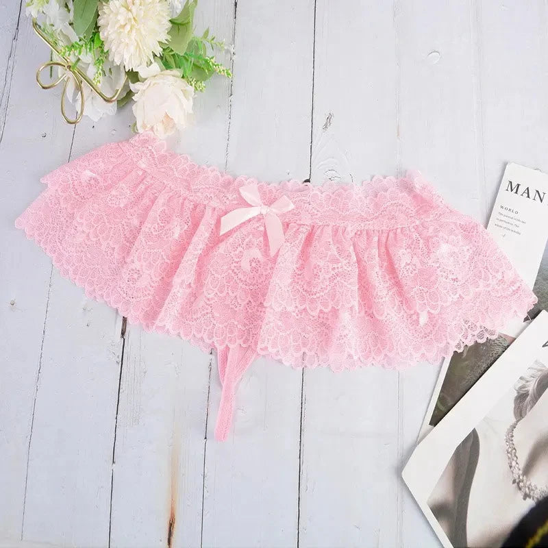 Lace Thongs Panties Lingerie Briefs Mini Skirt