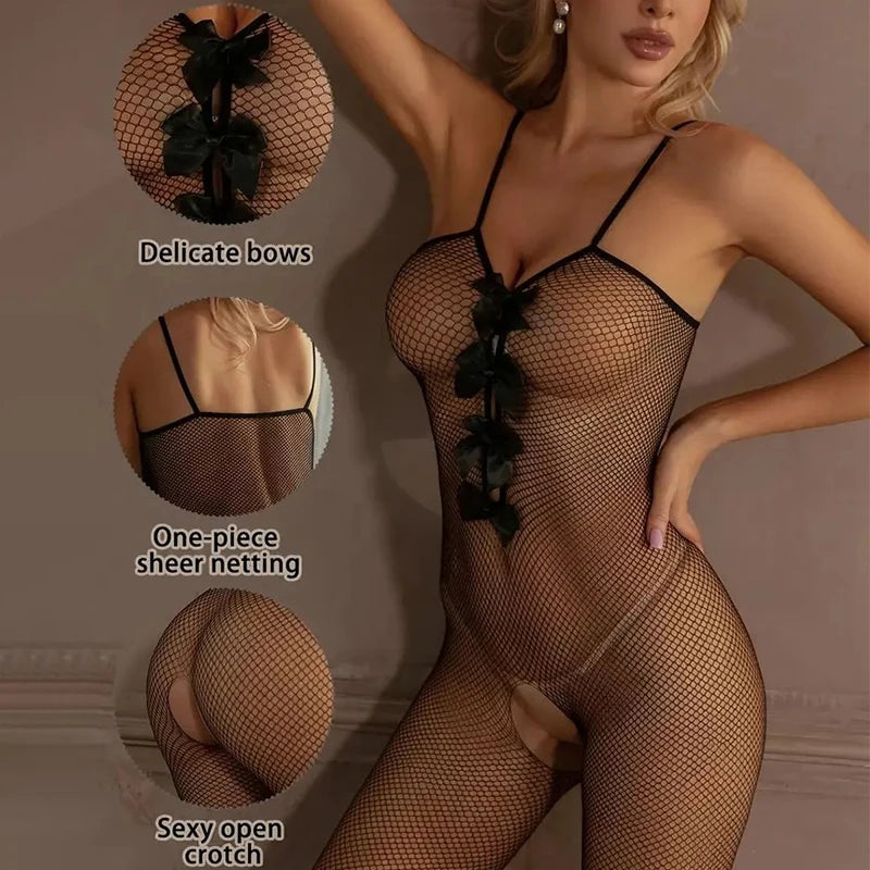 Erotic Crotchless Bodystocking Fishnet