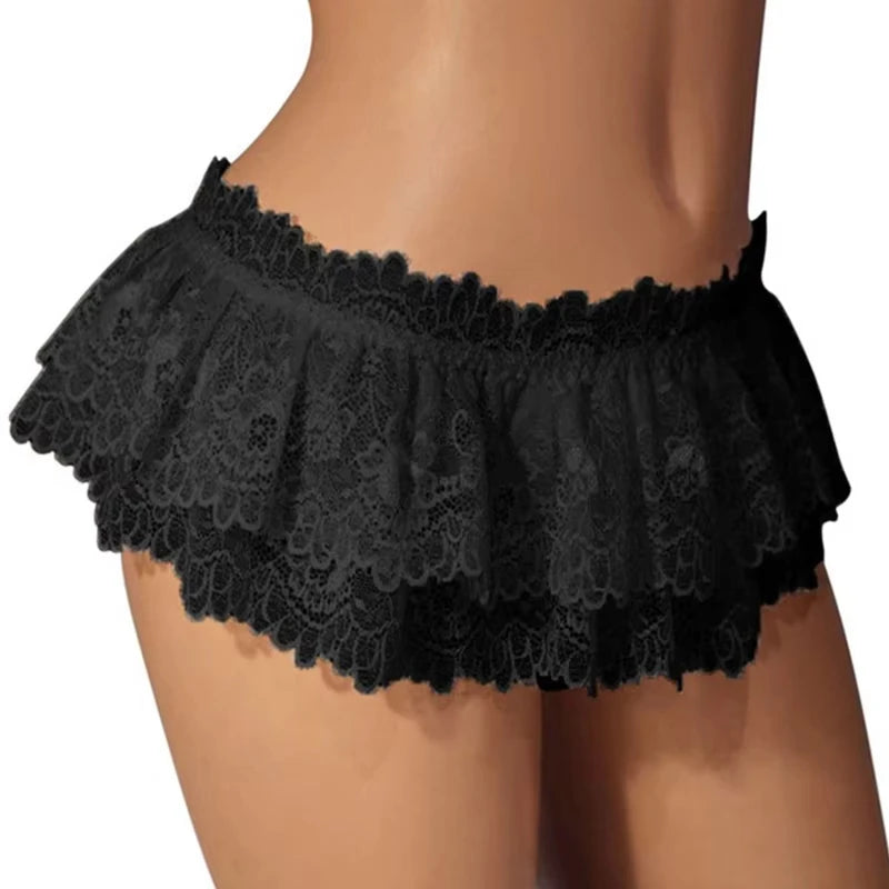 Lace Thongs Panties Lingerie Briefs Mini Skirt