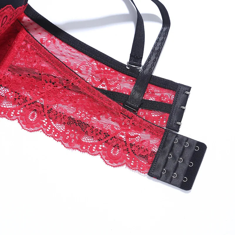 Top Classic Bandage Bra Set Lingerie Push Up Brassiere Lace Panties