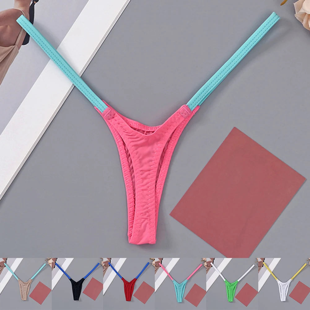 Thin Straps Low Waist Multicolor Spft Stitching Thong