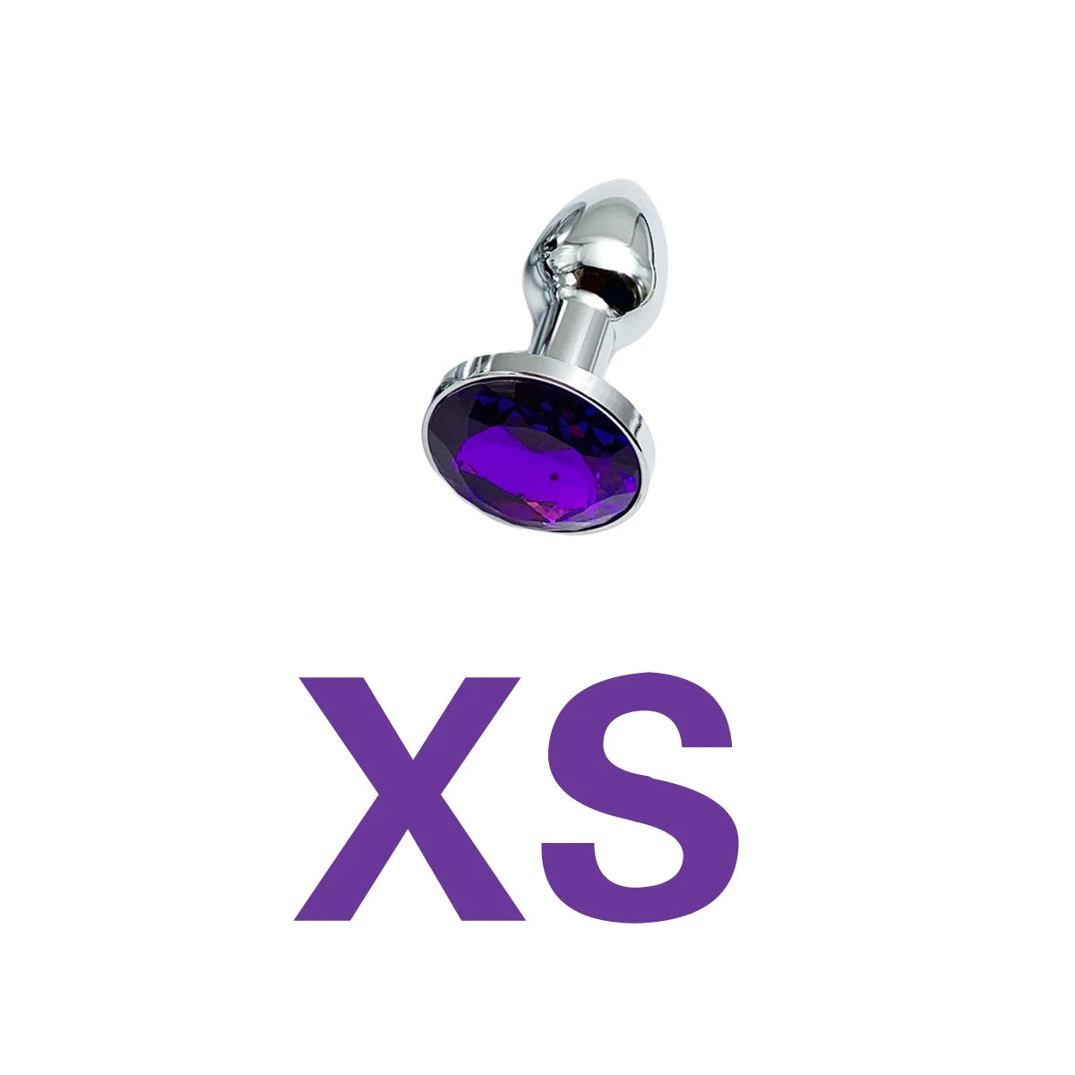 Metal Anal Plug Purple Jewel for Beginner To Expert Size