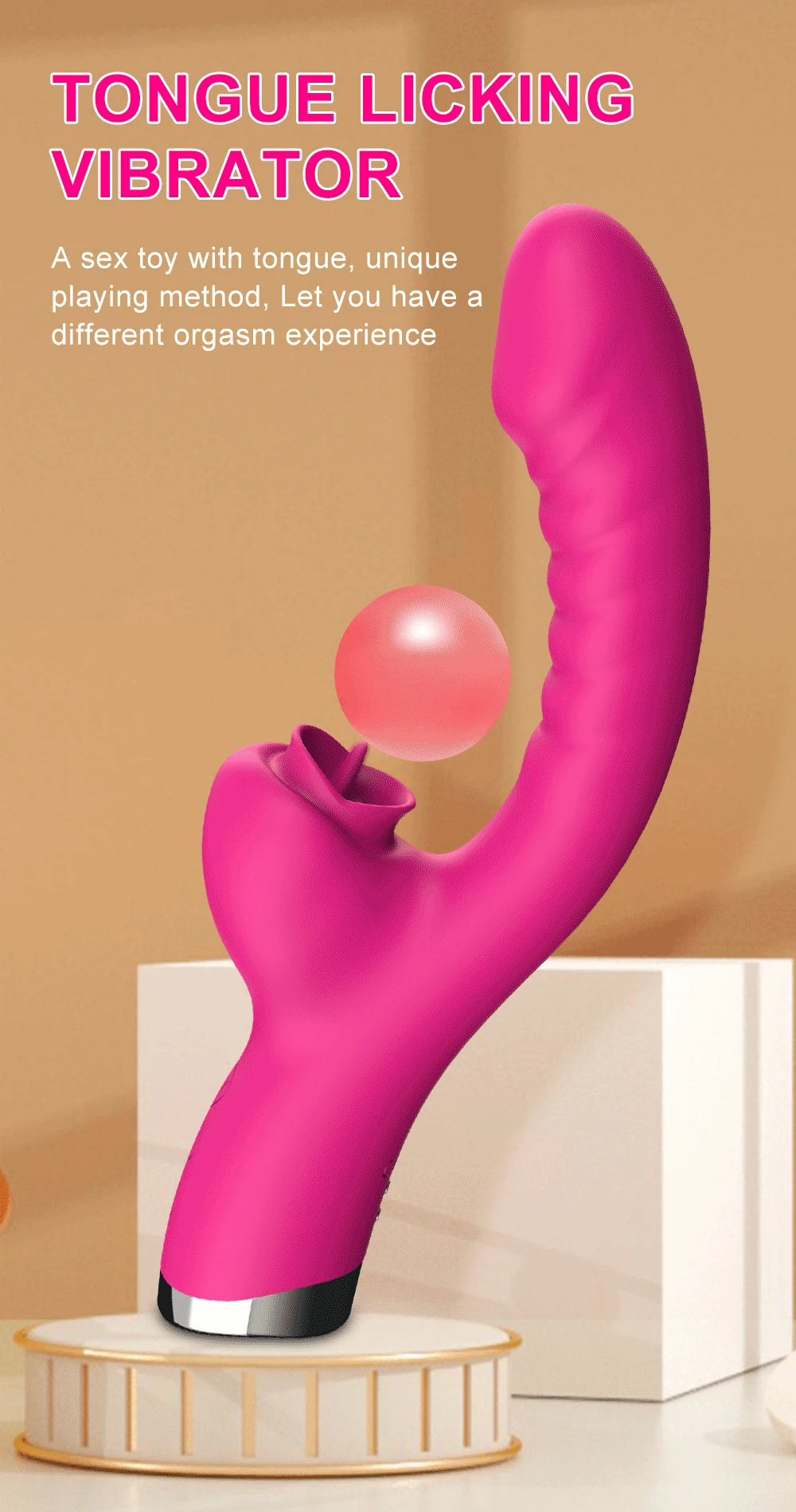 LuxeSensations Tongue Licking Vibrator - 2-in-1 Clitoral Stimulator with 20 Vibrating Speeds for Ultimate Pleasure