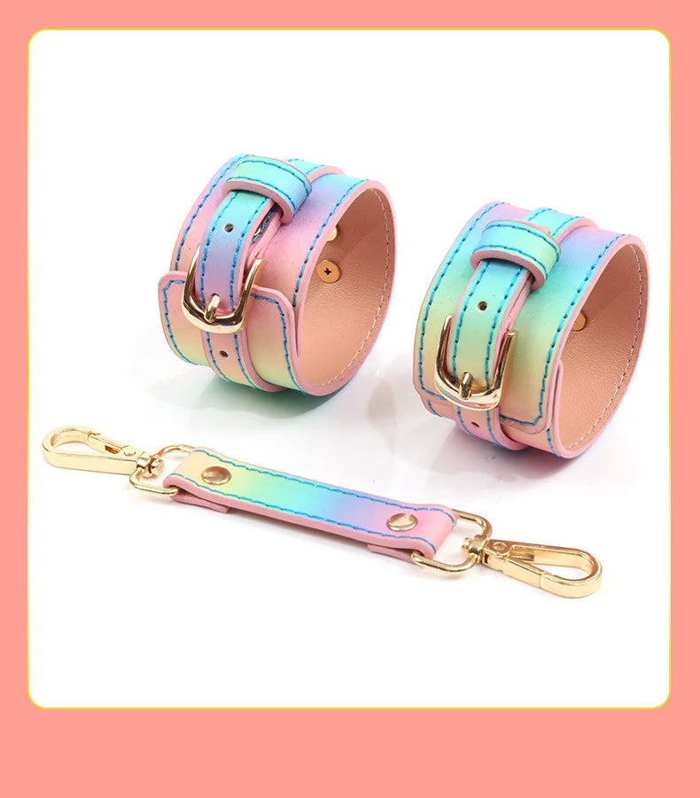 New Rainbow Handcuffs Bdsm Sex Toys For Men Women Couples Fetish Slave Bondage Flirting Adults Games Erotic Restraints Products